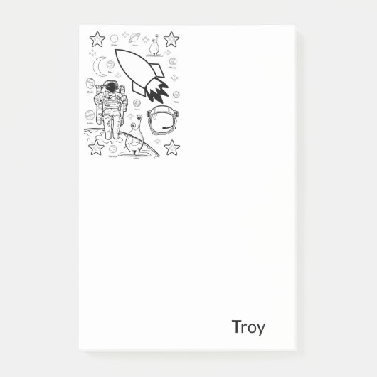 ポストイットメモの色塗り - 宇宙飛行士とエイリアン ポストイット (正面)