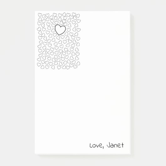 ポストイット ノートの色とりどりのハート (正面)