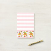 ポストイット ノート ピンク＆ホワイト ストライプ アヒル 魚 (デスク上)