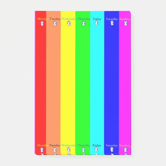 ポストイット ノート 曜日 ストライプ ペンギン (正面)