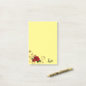 ポストイット ノート 黄色 赤いバラ (デスク上)