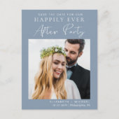 ポストウェディングレセプションダスティブルー日付を保存 案内ポストカード (正面)