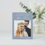 ポストウェディングレセプションダスティブルー日付を保存 案内ポストカード (スタンド正面)