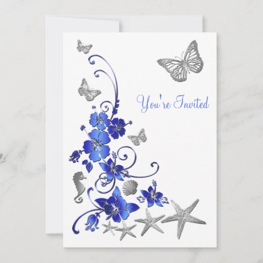 ポストウェディングレセプショントロピカルビーチテーマ招待状 招待状 (正面)