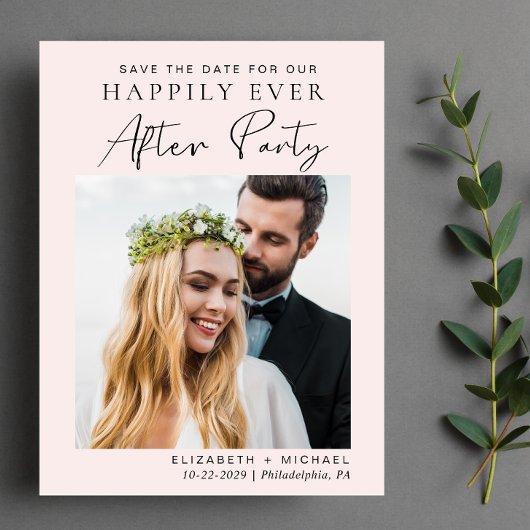 ポストウェディングレセプションピンク日付を保存 案内ポストカード