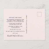 ポストウェディングレセプションピンク日付を保存 案内ポストカード (裏面)