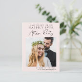 ポストウェディングレセプションピンク日付を保存 案内ポストカード (スタンド正面)