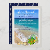 ポストウエディングレセプションパーティーサニービーチシーンカー 招待状 (正面/裏面)