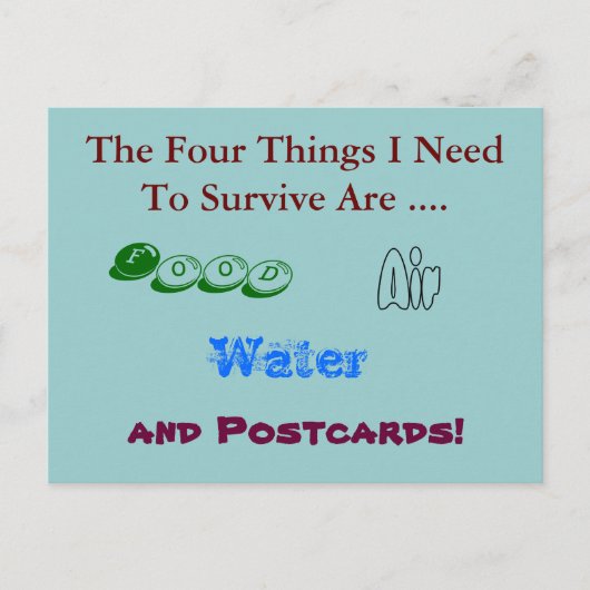 ポストカおもしろいード – ポストカードが必要生き延びあり ポストカード (正面)