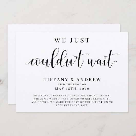 ポストカーの発表を待ちき結婚れなかった 招待状 (正面/裏面)