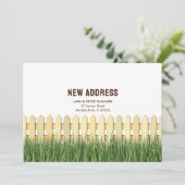 ポストカードお引越しのお知らせ - 柵と庭付き 案内状 (スタンド正面)