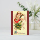 ポストカードに描かれた可愛いヴィンテージクリスマスの子ども画像 シーズンポストカード (スタンド正面)