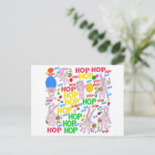 ポストカードのピンクのバンニーの漫画イラストレーション ポストカード (スタンド正面)