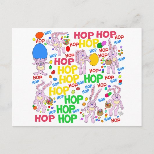 ポストカードのピンクのバンニーの漫画イラストレーション ポストカード (正面)