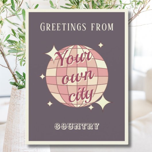 ポストカードの町の名前パープルディスコ ポストカード