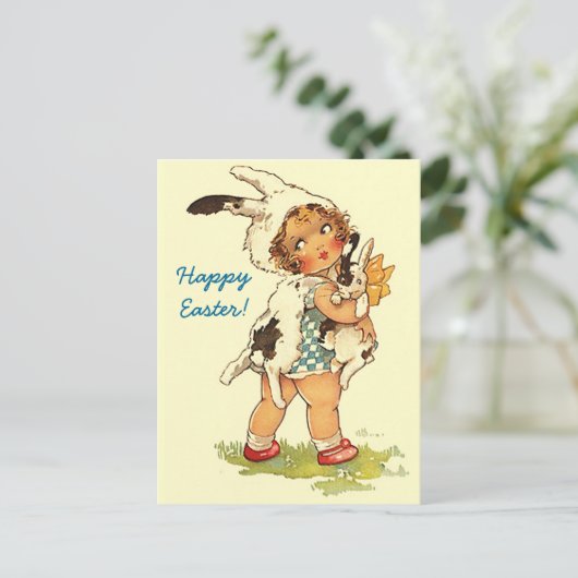 ポストカードイースターグリーティングパキュートヴィンテージスタイル シーズンポストカード (スタンド正面)