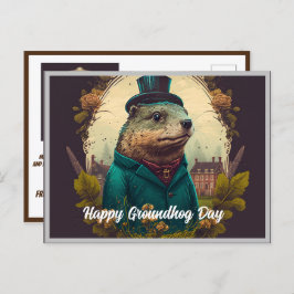 ポストカードグラウンドホッグデイAお祝いの春 ポストカード