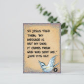 ポストカードサイズの聖書箇所記憶カード ヨハネ 7:16 ポストカード (スタンド正面)