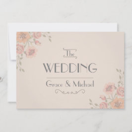 ポストカードスタイルの花の結婚式招待状 招待状
