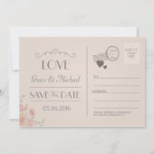 ポストカードスタイルの花の結婚式招待状 招待状 (裏面)