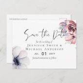 ポストカードネイビーブルーコーラルフローラ保存日 ポストカード (正面/裏面)