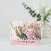 ポストカードピンク考えるローズフローラ ポストカード (スタンド正面)