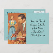 ポストカードフォンデュパーティーレトロヴィンテージクラス懇親会 インビテーションポストカード (正面/裏面)