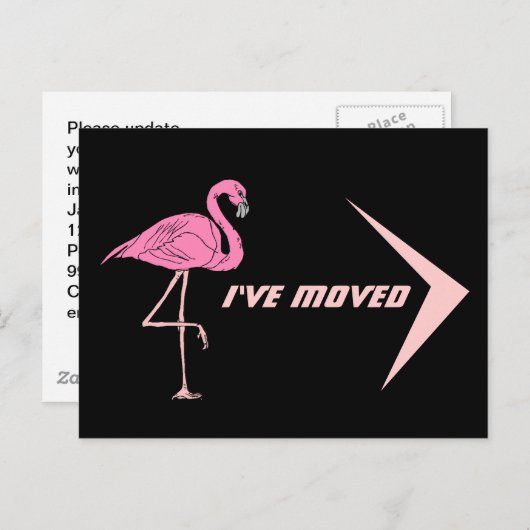 ポストカードフラミンゴ新しいアドレスPCレトロ 案内ポストカード (正面/裏面)