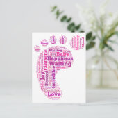 ポストカードベビー足ラベルクラウド期待の女の子 ポストカード (スタンド正面)