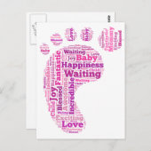 ポストカードベビー足ラベルクラウド期待の女の子 ポストカード (正面/裏面)