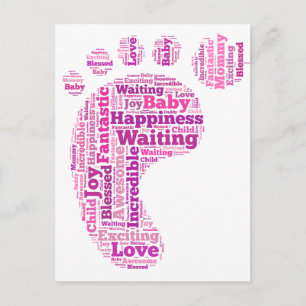 ポストカードベビー足ラベルクラウド期待の女の子 ポストカード