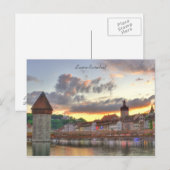 ポストカードルツェルンスイスオールドタウンチャペルブリッジ ポストカード (正面/裏面)