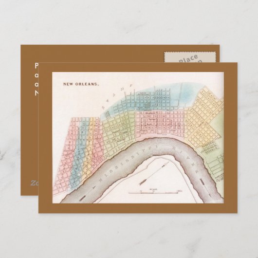 ポストカードレップアンティークニューオーリンズルイジアナの地図 ポストカード (正面/裏面)
