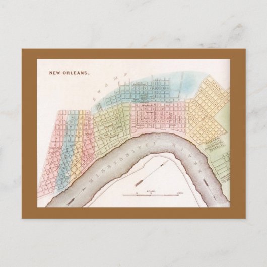 ポストカードレップアンティークニューオーリンズルイジアナの地図 ポストカード (正面)