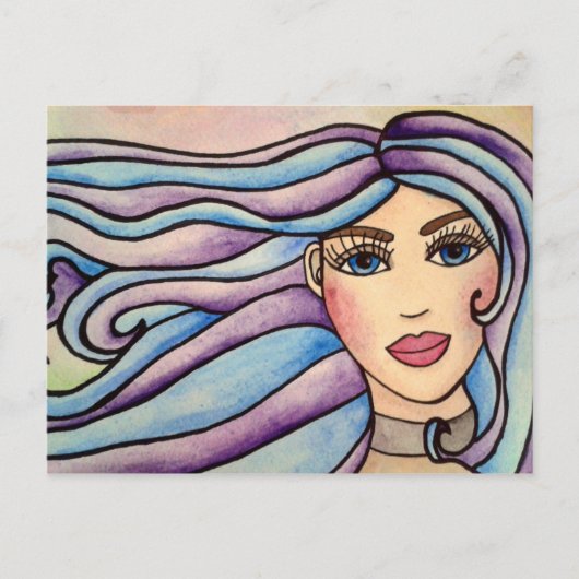 ポストカードレディヴァイオレット&ブルー。 ポストカード (正面)