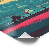 ポストカードレトロエッフェルタワートラベルイラストレーション ポスター (コーナー)