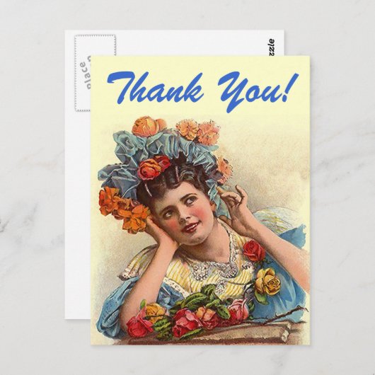 ポストカードヴィンテージありがとう!考えかわいらしバラ ポストカード (正面/裏面)
