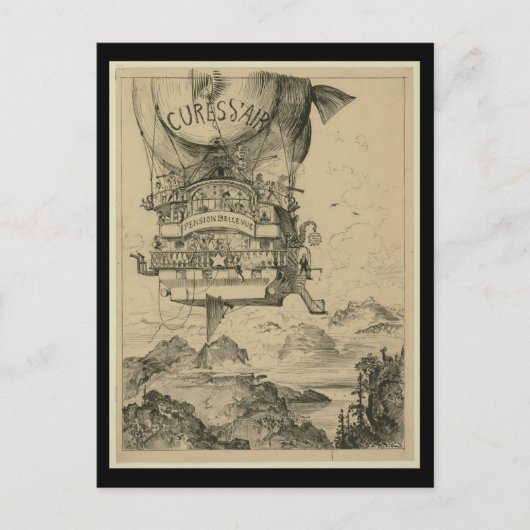 ポストカードヴィンテージアートホットエアバルーン3 ポストカード (正面)