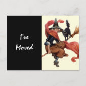 ポストカードヴィンテージウィッチBroomの新しいアドレスを移動 案内ポストカード (正面)