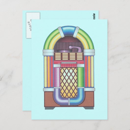 ポストカードヴィンテージジュークボックスレトロパーティの招待状 ポストカード (正面/裏面)