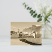 ポストカードヴィンテージセピアアルミニウムASサファリトレーラー ポストカード (スタンド正面)