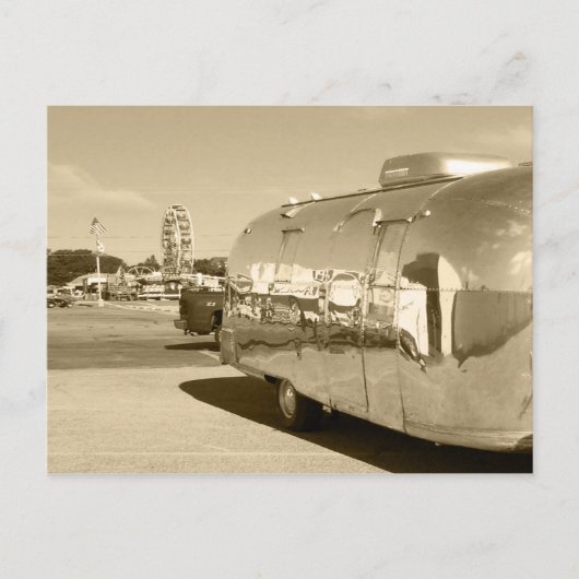 ポストカードヴィンテージセピアアルミニウムASサファリトレーラー ポストカード (正面)