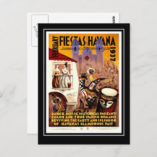 ポストカードヴィンテージトラベルフィエスタハバナ ポストカード (正面/裏面)