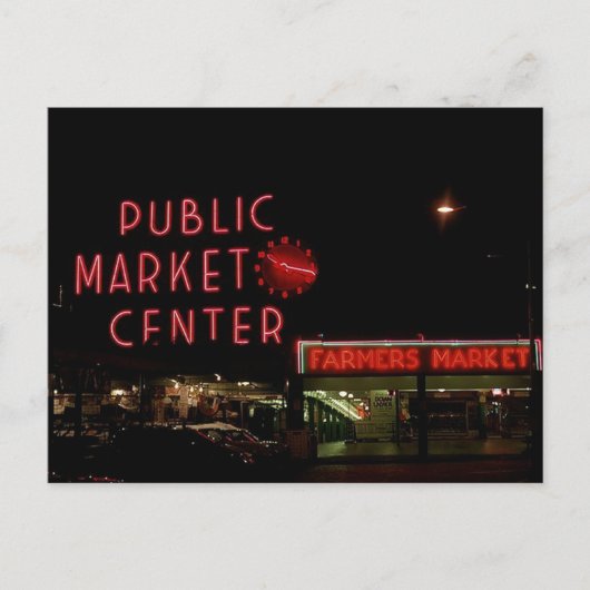 ポストカードヴィンテージビューパイクプレイスマーケットシアトルWA ポストカード (正面)