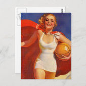 ポストカードヴィンテージビーチ旅行休暇レディPC ポストカード (正面/裏面)