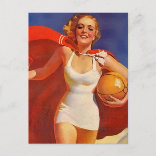 ポストカードヴィンテージビーチ旅行休暇レディPC ポストカード (正面)