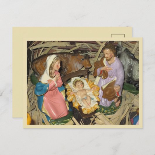 ポストカードヴィンテージ出生マンガーシーンクリスマス シーズンポストカード (正面/裏面)