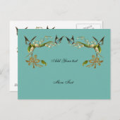 ポストカードヴィンテージ蝶ティール（緑がかった色） ポストカード (正面/裏面)