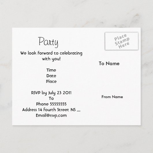 ポストカード招待状レッドレザーボウジュエル インビテーションポストカード (裏面)