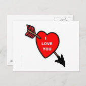 ポストカード矢印スルーハート赤、私はあなたを愛している ポストカード (正面/裏面)